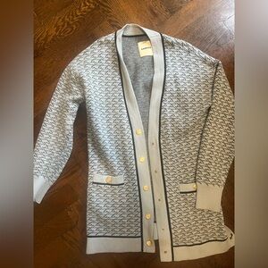 Sandro Gray Patterned Oversized Sweater